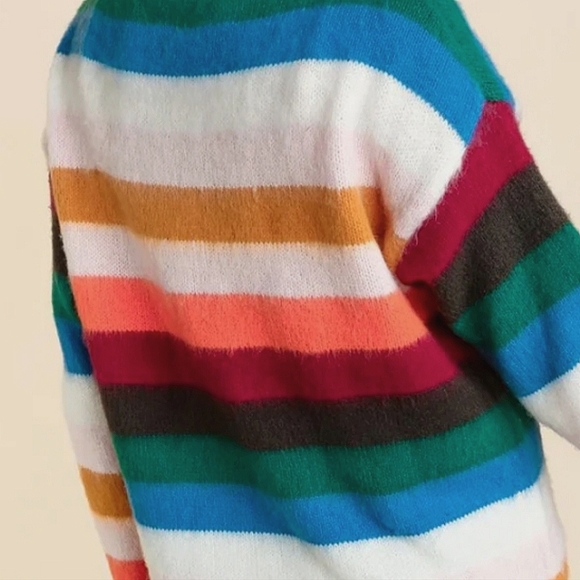 PLUS OVERSIZED STRIPED PULLOVER SOFT SWEATER TOP - Picture 3 of 7